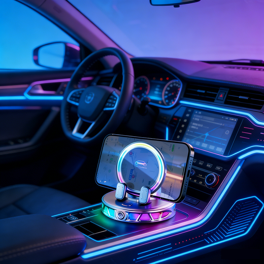 Hot Sale 🔥50% OFF🔥Car-Mounted Electric RGB Wireless Charging Dashboard Phone Holder