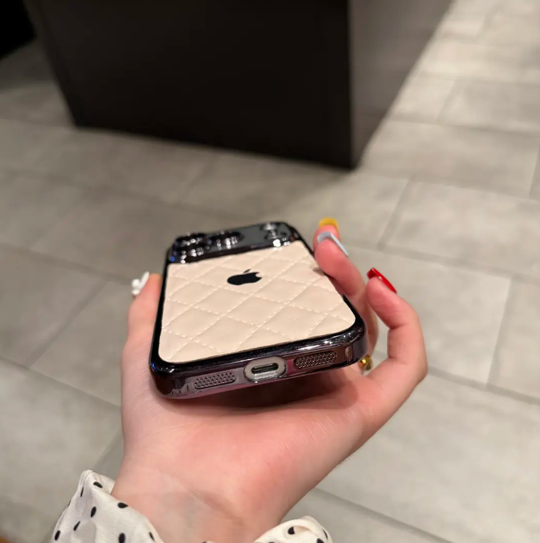 Chanel Style Diamond Leather Mobile Phone Case for iPhone Series