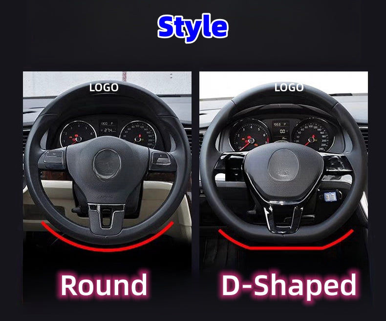 Customized carbon fiber suede steering wheel cover with car logo